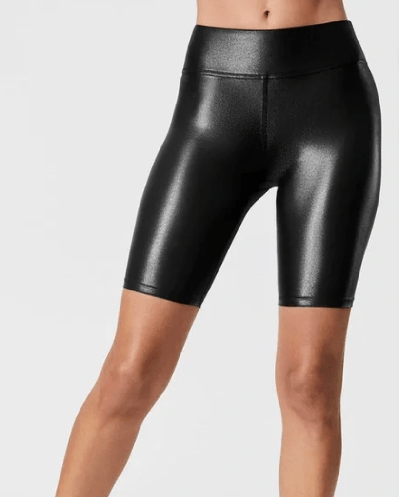 Carbon 38 faux leather biker shorts