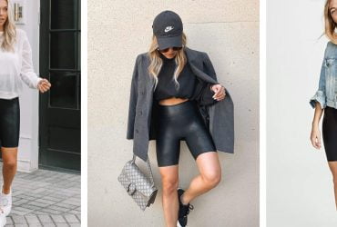 faux leather biker shorts